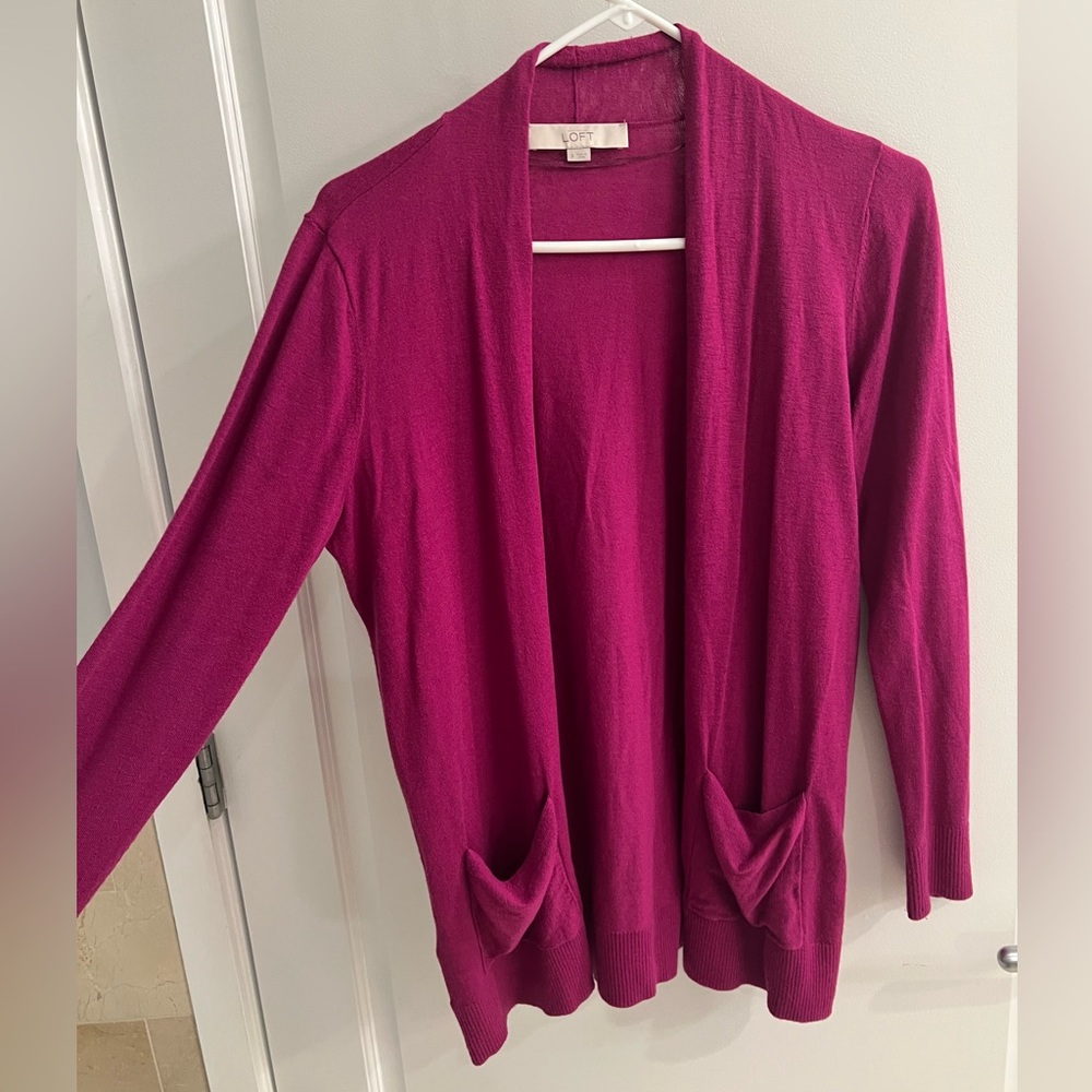 Loft fuchsia long cardigan